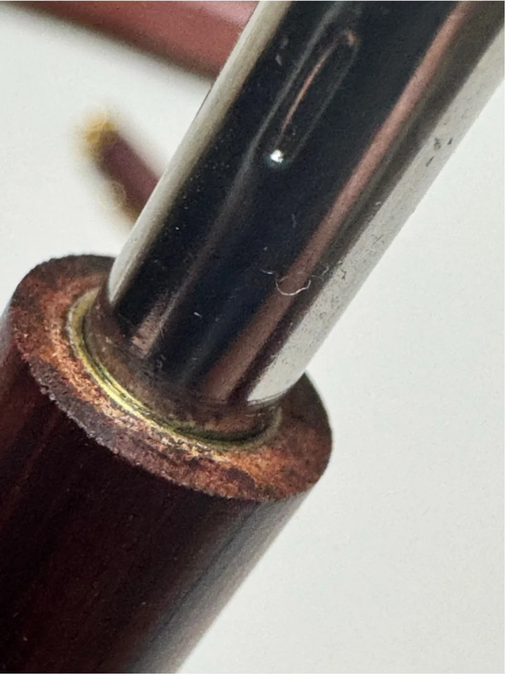 Carved Rose Wood Ballpoint Pen Gold Band Greek Key Design With Wooden Case